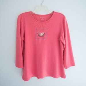 The TOG Shop pink top 3/4 length sleeves size medium